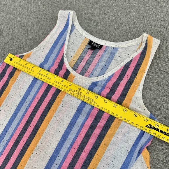 a.n.a. A Approach Striped Top Medium Shark Bite Scoop Neck Sleeveless Soft Flowy - Picture 9 of 13